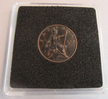 Load image into Gallery viewer, 1906 EDWARD VII BRONZE FARTHING EF-UNC IN QUADRANT CAPSULE &amp; BOX
