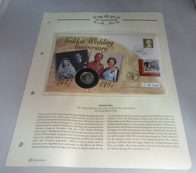 1947-1997 GOLDEN WEDDING ANNIVERSARY SILVER PROOF £1 COIN FIRST DAY COVER PNC
