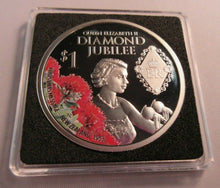 Load image into Gallery viewer, 2012 QEII DIAMOND JUBILEE SILVER PROOF NEW ZEALAND $1 ONE DOLLAR COIN BOX &amp; COA
