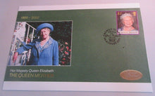 Load image into Gallery viewer, 1900 2002 QUEEN MOTHER - 2 STAMP COVERS &amp; FOLDER SHEET CAYMEN ISLANDS
