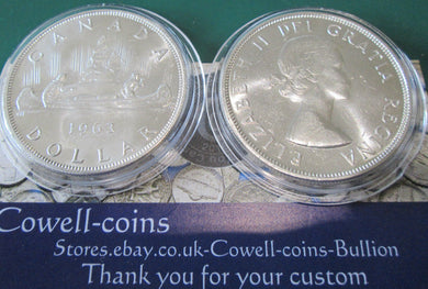Canada SILVER DOLLARS .800 SILVER BUnc from THE ROYAL CANADIAN MINT IN CAPSULE