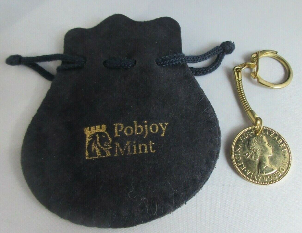 1967 UK GOLD PLATED HALF PENNY KEY-RING  IN POUCH