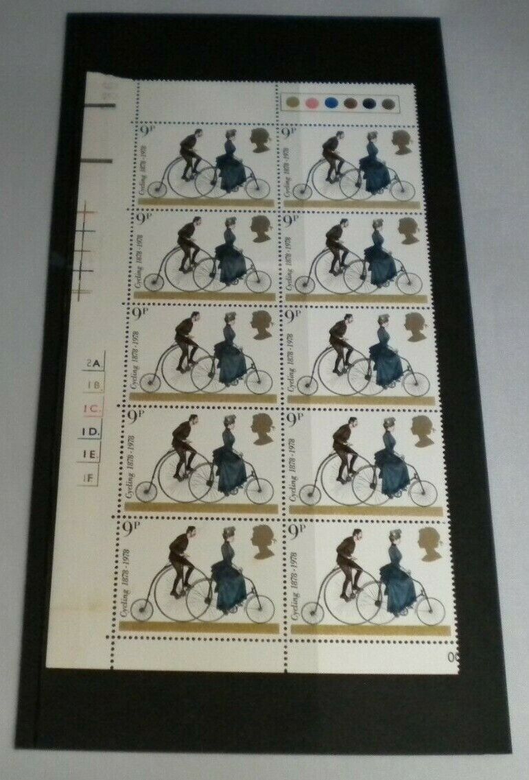 1978 CYCLING 1878-1978 9p BLOCK OF 10 STAMPS MNH & TRAFFIC LIGHTS