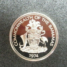 Load image into Gallery viewer, 1971 BAHAMAS QUEEN ELIZABETH II 1 DOLLAR .925 SILVER PROOF 34MM COIN CONCH SHELL
