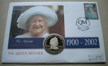 Load image into Gallery viewer, 1900-2002 HM QUEEN ELIZABETH THE QUEEN MOTHER 50 PENCE CROWN COIN COVER PNC
