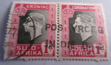 Load image into Gallery viewer, SOUTH AFRICA CORONATION A BEAUTIFUL SET OF STAMPS WITH CLEAR FRONT STAMP HOLDER
