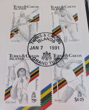 Load image into Gallery viewer, 1992 OLYMPIC GAMES TURKS &amp; CAICOS BUNC FIVE CROWNS COIN COVER PNC
