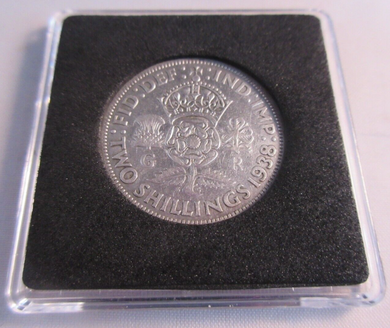 1938 KING GEORGE VI  F+ .500 SILVER FLORIN TWO SHILLINGS QUAD CAP