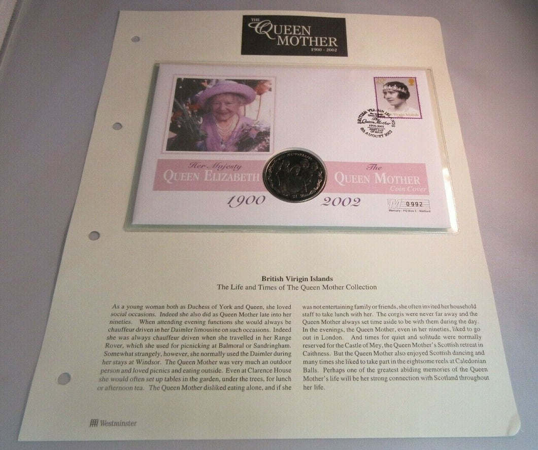 1900-2002  HM QUEEN ELIZABETH THE QUEEN MOTHER MEMORIAL PROOF $1 COINCOVER PNC