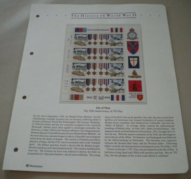 1945-1995 ISLE OF MAN  50TH ANNIVERSARY OF VE-DAY STAMPS MNH & INFORMATION SHEET