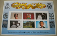 Load image into Gallery viewer, 1947-1997 THE GOLDEN WEDDING ANNIVERSARY QEII PP GUYANA 6 MNH STAMPS/INFO SHEET
