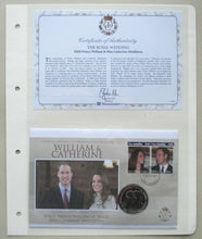 Load image into Gallery viewer, 2011 WILLIAM &amp; CATHERINE THE ROYAL WEDDING 1 CROWN COMMEMORATIVE COIN COVER PNC
