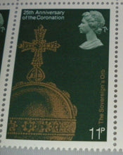 Load image into Gallery viewer, 1978 THE SOVEREIGNS ORB 25TH ANNIV OF THE CORONATION 11p BLOCK OF 10 STAMPS MNH
