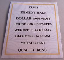 Load image into Gallery viewer, 1956 ELVIS KENEDY HALF DOLLAR COIN HOUND DOG PREMIERS ON MILTON BERLE BUNC
