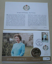 Load image into Gallery viewer, 1926-2006 HER MAJESTY QUEEN ELIZABETH II 80TH BIRTHDAY 2005 1CROWN COVER PNC/COA
