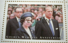 Load image into Gallery viewer, 1947-1997 GOLDEN WEDDING ANNIVER (SPECIMEN) ST VINCENT &amp; GRENADINES 6 MNH STAMPS
