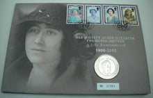 Load image into Gallery viewer, 1900-2002 HM QUEEN ELIZABETH THE QUEEN MOTHER A LIFE REMEMBERED BUNC £5 COIN PNC
