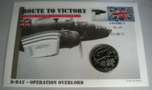 Load image into Gallery viewer, D-DAY OPERATION OVERLORD ROUTE TO VICTORY 2004 PROOF £5 COIN COVER PNC
