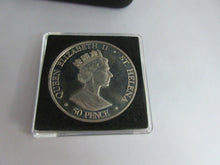 Load image into Gallery viewer, 1953-2003 QE II CORONATION PROOF ST HELENA FIFTY PENCE CROWN COIN BOX &amp; COA
