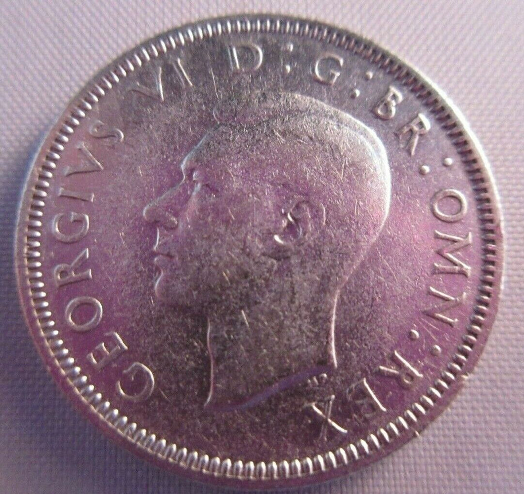 1938 KING GEORGE VI BARE HEAD .500 SILVER EF+ ONE SHILLING COIN & CLEAR FLIP S2