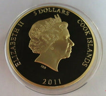 Load image into Gallery viewer, 2012 Diamond Jubilee Gold Plated Colour QE2 Portrait 2011 Cook Islands $5 &amp; Coa
