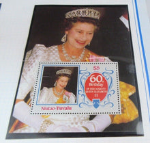 Load image into Gallery viewer, 1986 QUEEN ELIZABETH II 60TH BIRTHDAY NIUTAO TUVALU STAMPS &amp; ALBUM SHEET
