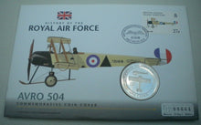 Load image into Gallery viewer, 2008 AVRO 504 - HISTORY OF THE ROYAL AIR FORCE PROOF 1 CROWN  COIN COVER PNC
