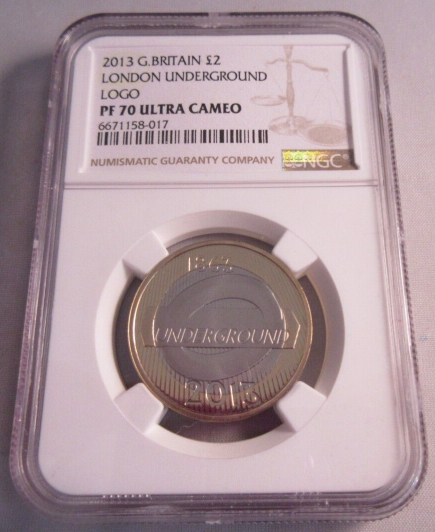 2013 UK LONDON UNDERGROUND PF70 ULTRA CAMEO NGC SLABBED COIN