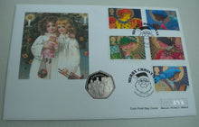 Load image into Gallery viewer, 1998 GREAT BRITAIN CHRISTMAS 1998, ISLE OF MAN PROOF 50p COIN/STAMPS/PNC/INFO
