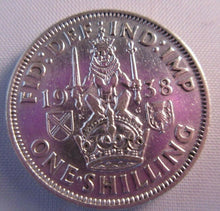 Load image into Gallery viewer, 1938 KING GEORGE VI BARE HEAD .500 SILVER EF+ ONE SHILLING COIN &amp; CLEAR FLIP S1
