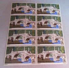 Load image into Gallery viewer, 1968 ABERFELDY BRIDGE 9d BLOCK OF 8 X STAMPS MNH IN CLEAR FRONTED STAMP HOLDER
