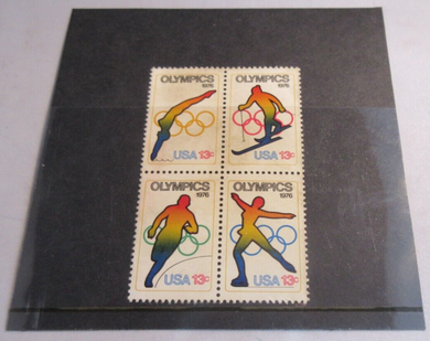 1976 OLYMPICS USA BLOCK OF 4 13C STAMPS MNH IN STAMP HOLDER