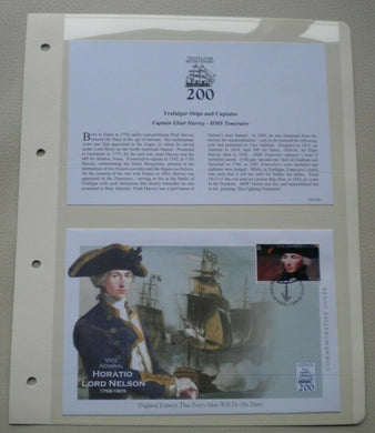 1805-2005 TRAFALGAR BICENTENARY - SHIPS & CAPTAINS - STAMP COVER & INFO CARD