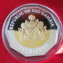 Load image into Gallery viewer, 1999-2000 GAMBIA MILLENNIUM SILVER PROOF 2000 BUTUTS COIN BOX/COA Cc
