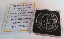 Load image into Gallery viewer, 2006 VITRUVIAN MAN LEONARDO DA VINCI BU SIERRA LEONE ONE DOLLAR COIN CAP &amp; COA
