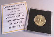 Load image into Gallery viewer, 1998 QEII HMS RESOLUTE UK BUNC £1 COIN ENCAPSULATED WITH COA
