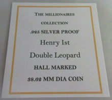 Load image into Gallery viewer, THE MILLIONAIRES COLLECTION HENRY 1 DOUBLE LEOPARD H-MARKED SILVER PROOF BOX/COA
