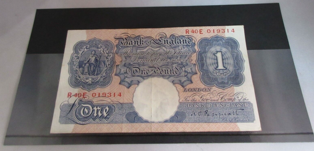 1940 £1 ONE POUND BANK NOTE MARCH 1940 PEPPIATT BLUE VF-EF R40E 019314