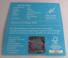 Load image into Gallery viewer, 2012 UK OLYMPICS OLYMPIC CYCLING SILVER BU 2011 50P FIFTY PENCE COIN BOX &amp; COA
