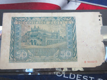 Load image into Gallery viewer, WWII POLISH GERMAN BANK NOTE 1941 KROKOW 50 ZLOTYCH VERY RARE INVASTION NOTE
