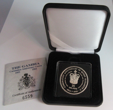 Load image into Gallery viewer, 1993 CORONATION ANNIVERSARY OF QUEEN ELIZABETH S/PROOF 20 DALASIS COIN BOX &amp; COA
