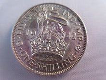 Load image into Gallery viewer, 1942 KING GEORGE VI BARE HEAD .500 SILVER UNC ONE SHILLING COIN &amp; CLEAR FLIP E1
