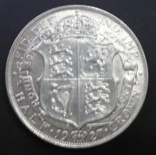 Load image into Gallery viewer, 1927 GEORGE V BARE HEAD COINAGE HALF 1/2 CROWN SPINK 4032 CROWNED SHIELD A3
