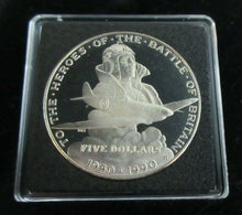 Load image into Gallery viewer, 1990 BATTLE OF BRITAIN MARSHALL ISLANDS PROOF $5 FIVE DOLLAR COIN IN BOX &amp; COA
