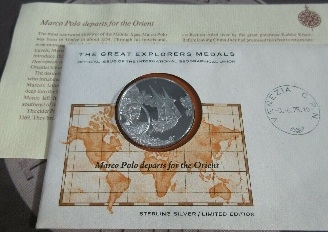 The Great Explorers Medals Silver Proof PNC Franklin Mint +Info Sheet Multi-List