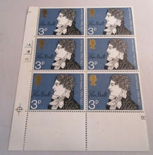 Load image into Gallery viewer, 1971 JOHN KEATS 150TH DEATH ANNIVERSARY 3p BLOCK OF 6 STAMPS MNH
