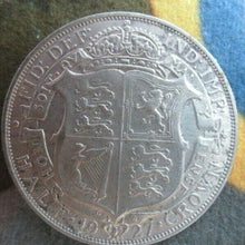 Load image into Gallery viewer, 1927 GEORGE V BARE HEAD COINAGE HALF 1/2 CROWN SPINK 4032 CROWNED SHIELD CC2
