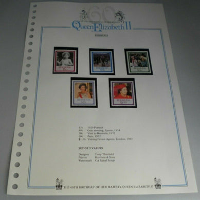 QUEEN ELIZABETH II THE 60TH BIRTHDAY OF HER MAJESTY BERMUDA STAMPS MNH