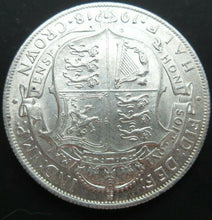 Load image into Gallery viewer, 1918 GEORGE V BARE HEAD FIRST COIN HALF 1/2 CROWN SPINK 4011 CROWNED SHIELD Cc1
