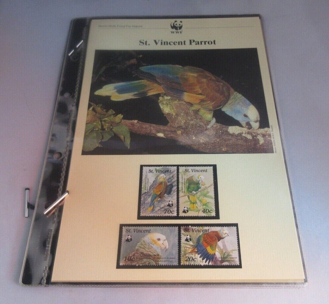 St. Vincent Parrot WWF Info Sheets Exclusive Stamps from St Vincent and FDC's